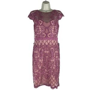 Tadashi Shoji Miranda Sequin Embroidered Cocktail Dress Mauve Size 12
